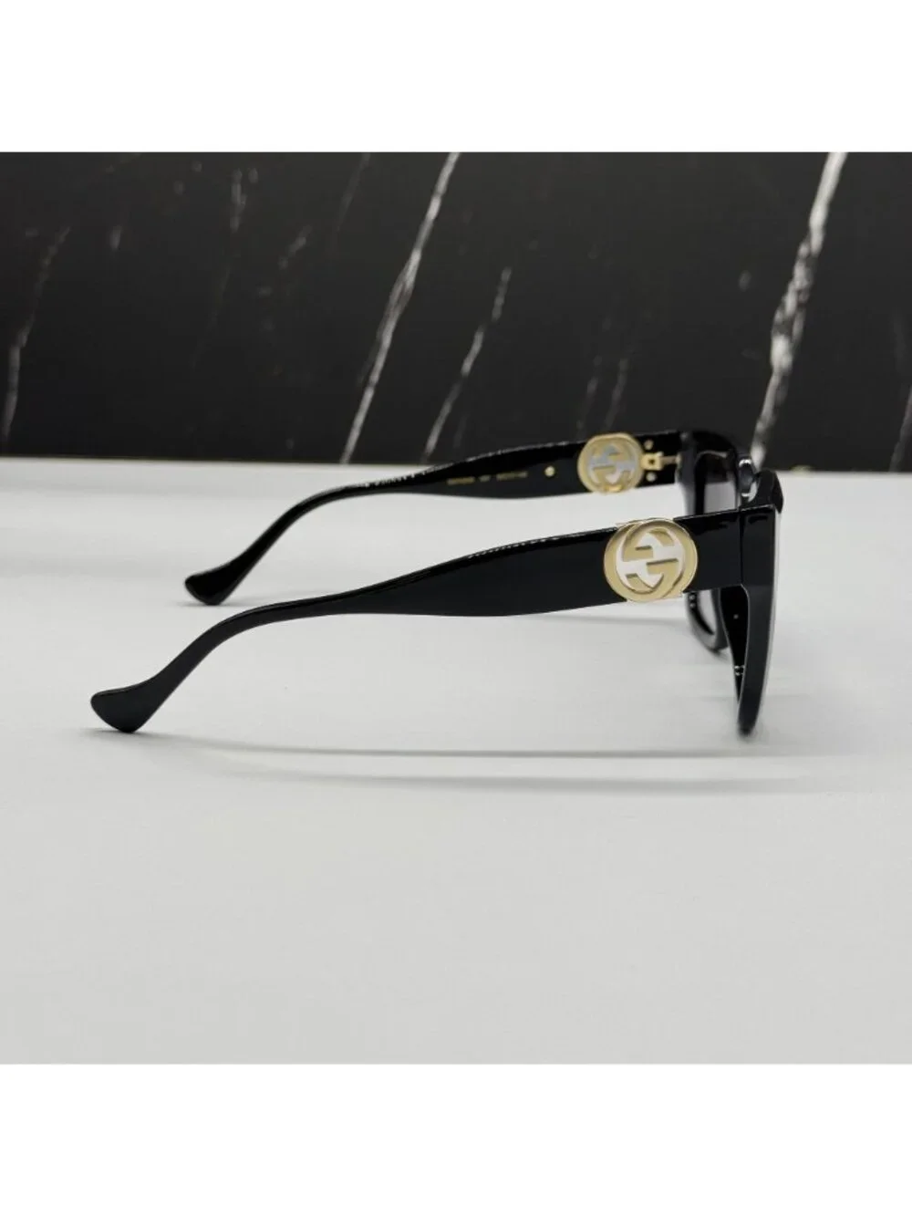New Gucci GG1023S 001 with Gold Chain Women Cat Eye Sunglasses